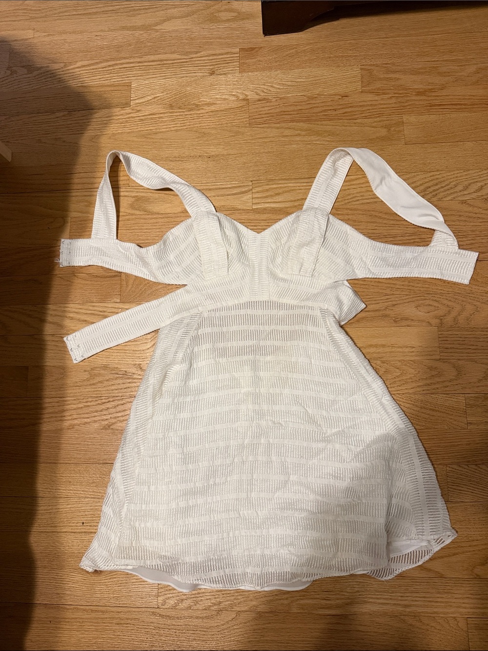 Marciano White Textured Mini Dress with Cutout Sides